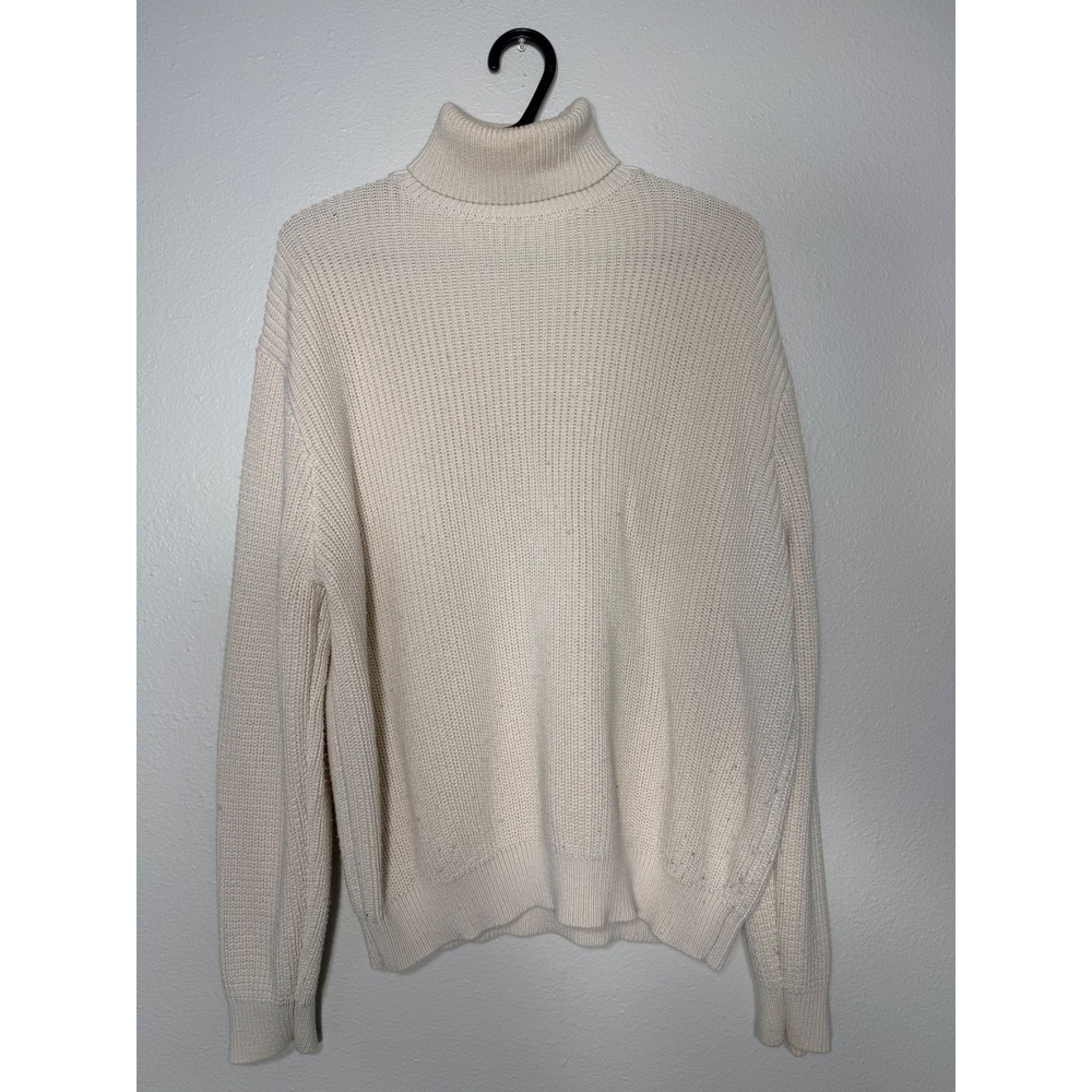 Brandy Melville Cream Ribbed Knit Oversized Turtleneck Sweater One Size Slouchy